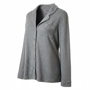 Haven Well Within Gray Cozy Knit Button Collar Sleep Shirt Causal Comfort Soft S